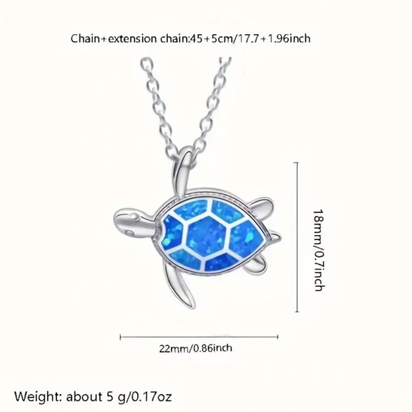 Silver Green Turtle Necklace - Picture 2 of 2